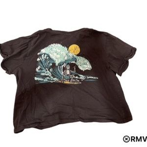 Gray crop top with skeleton and waves( picture shown is the back)